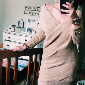 Off the Shoulder Sweater Bodycon Dress